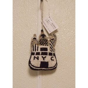 Beaded Christmas Ornament of New York City Skyline 3" by 4" by Sudha Pennathur